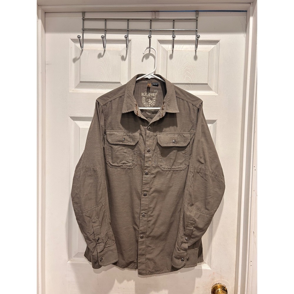 Kuhl Mountain Grown 5 Panel Mens Long Sleeve Hiking Gray Button Up Shirt Small